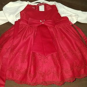 Red sequence dress for baby